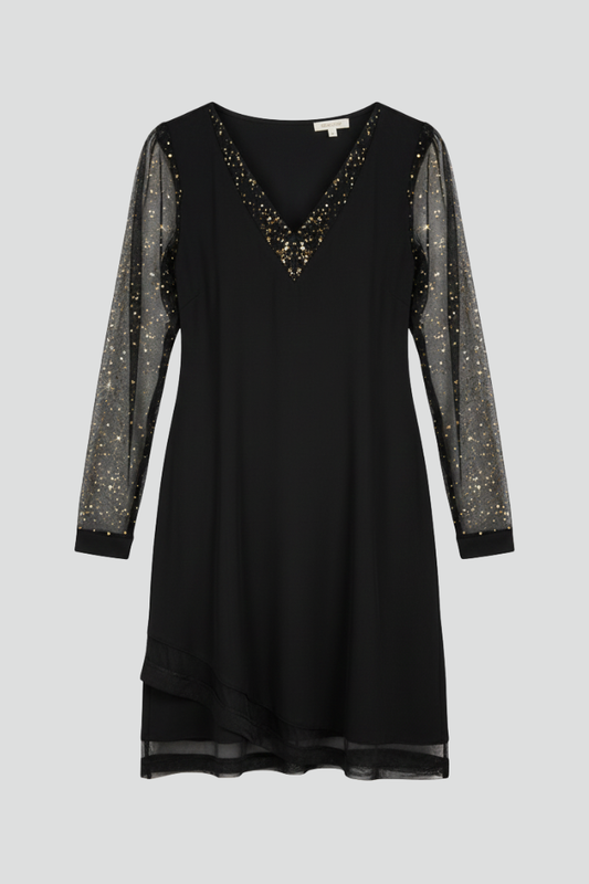 Clara | Vestido de Cóctel con Cuello en V y Lentejuelas para Mujer 0