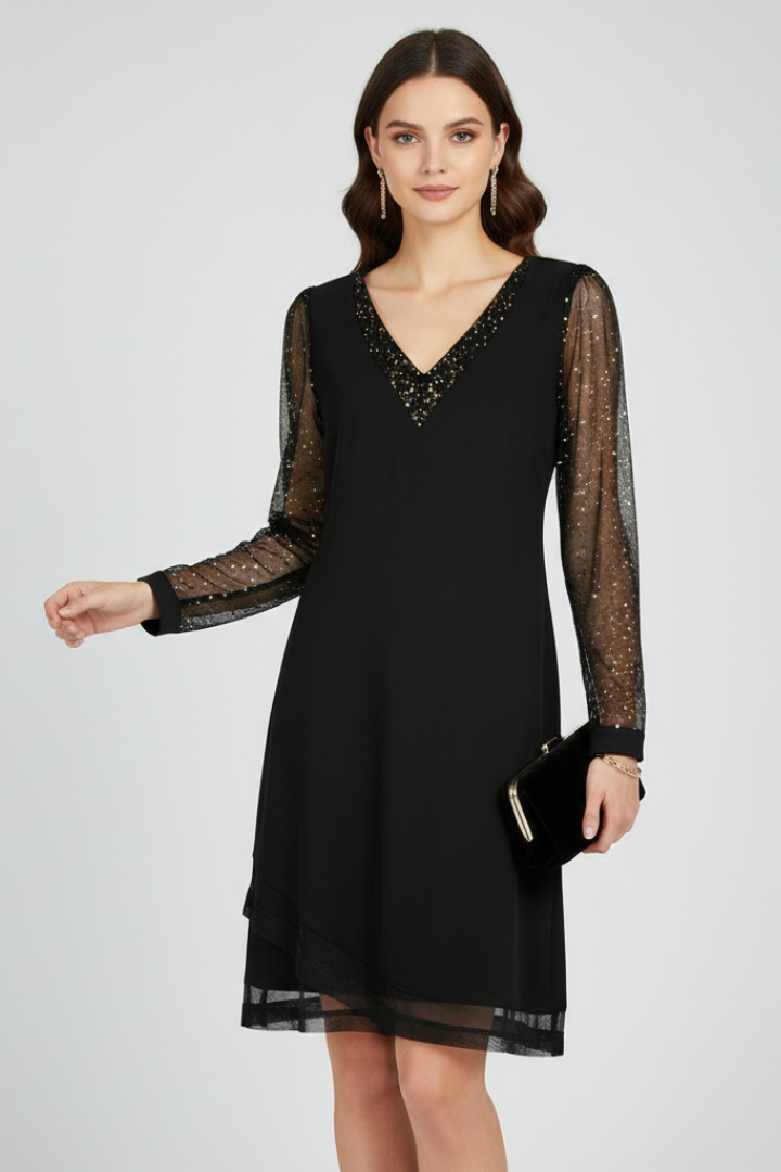 Clara | Vestido de Cóctel con Cuello en V y Lentejuelas para Mujer 1