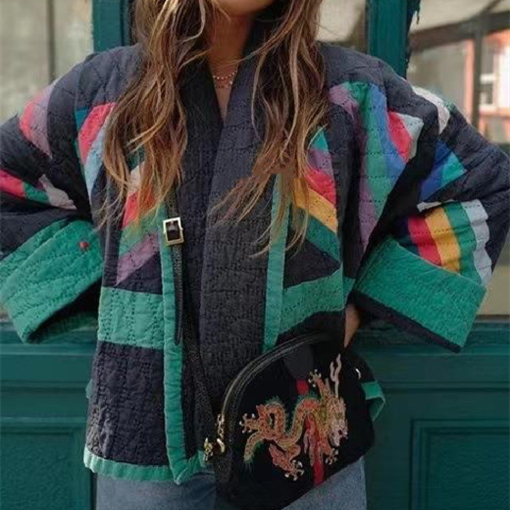 Claudia | Chaqueta Acolchada Geométrica para Mujer con Frente Abierto 1