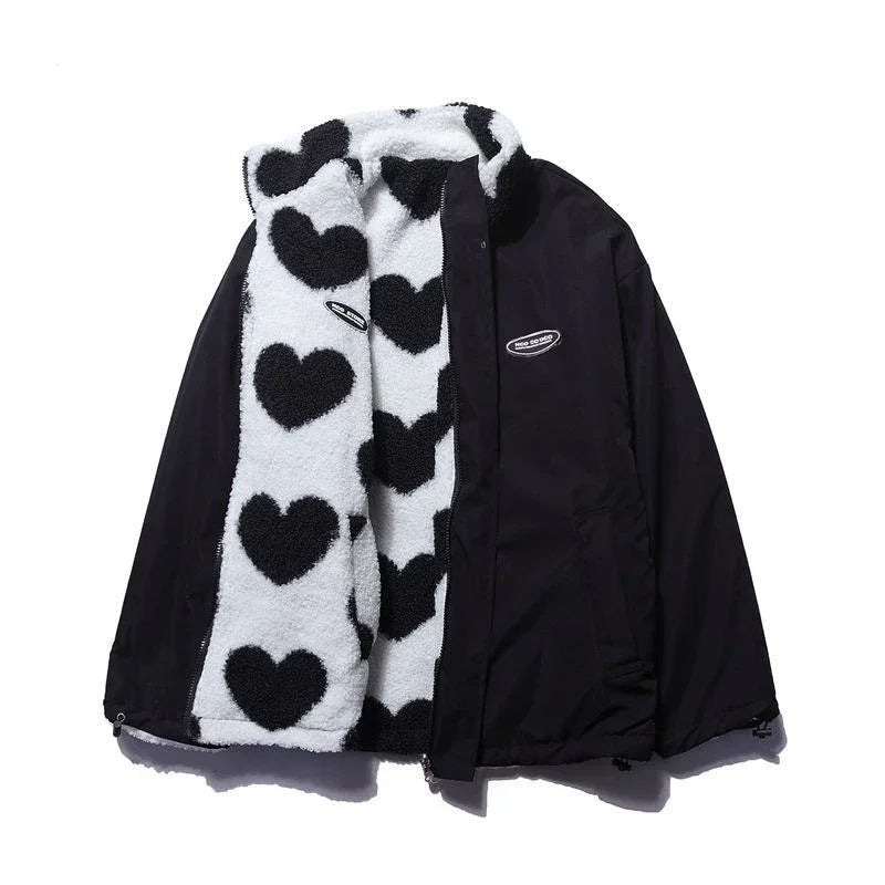 Claudia | Chaqueta Polar con Estampado de Corazones para Mujer 0