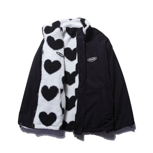Claudia | Chaqueta Polar con Estampado de Corazones para Mujer 0