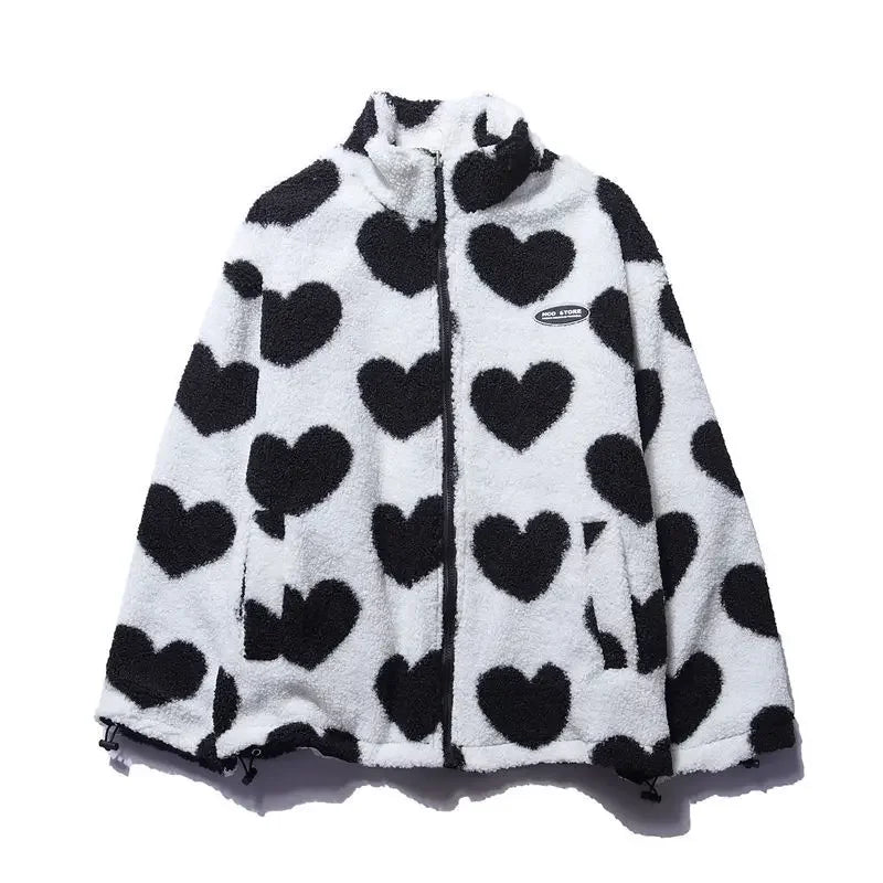 Claudia | Chaqueta Polar con Estampado de Corazones para Mujer 2