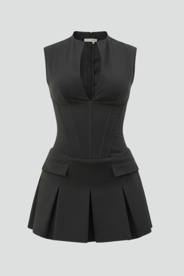 Claudia | Minivestido Plisado con Escote Pronunciado para Mujer 1