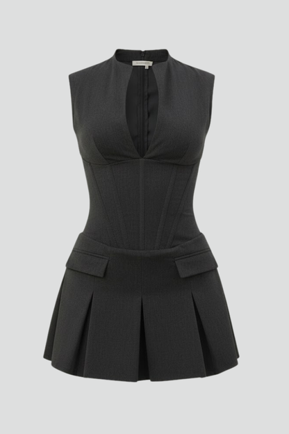 Claudia | Minivestido Plisado con Escote Pronunciado para Mujer 1
