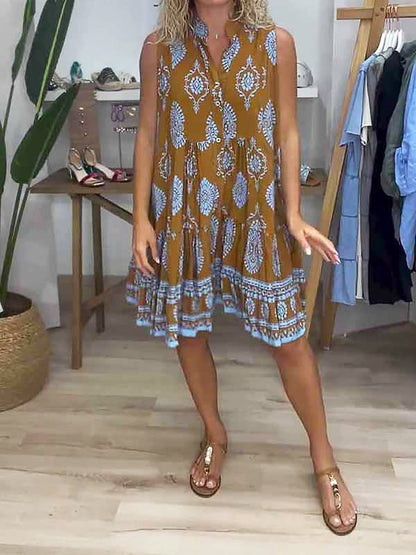 Claudia | Minivestido Sin Mangas con Estampado Bohemio para Mujer 1