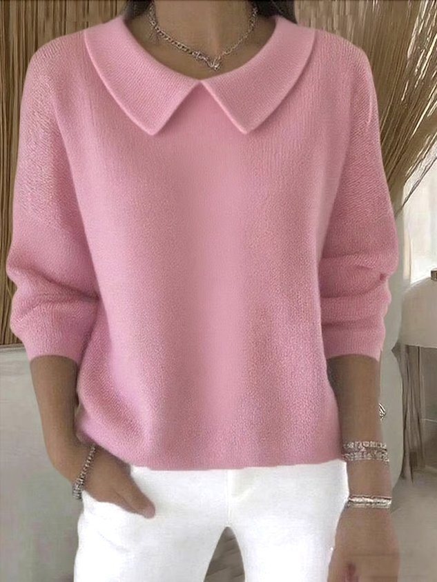 Claudia | Top de Punto con Cuello Peter Pan para Mujer Elegante 0