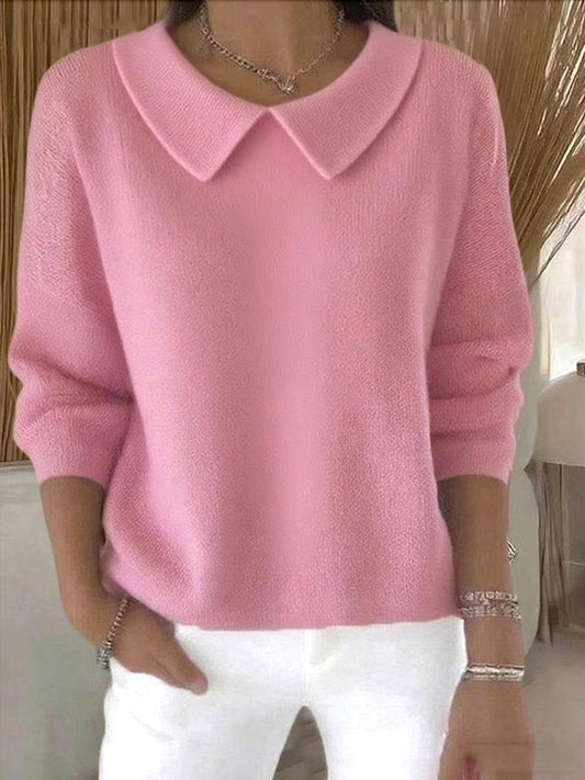 Claudia | Top de Punto con Cuello Peter Pan para Mujer Elegante 0