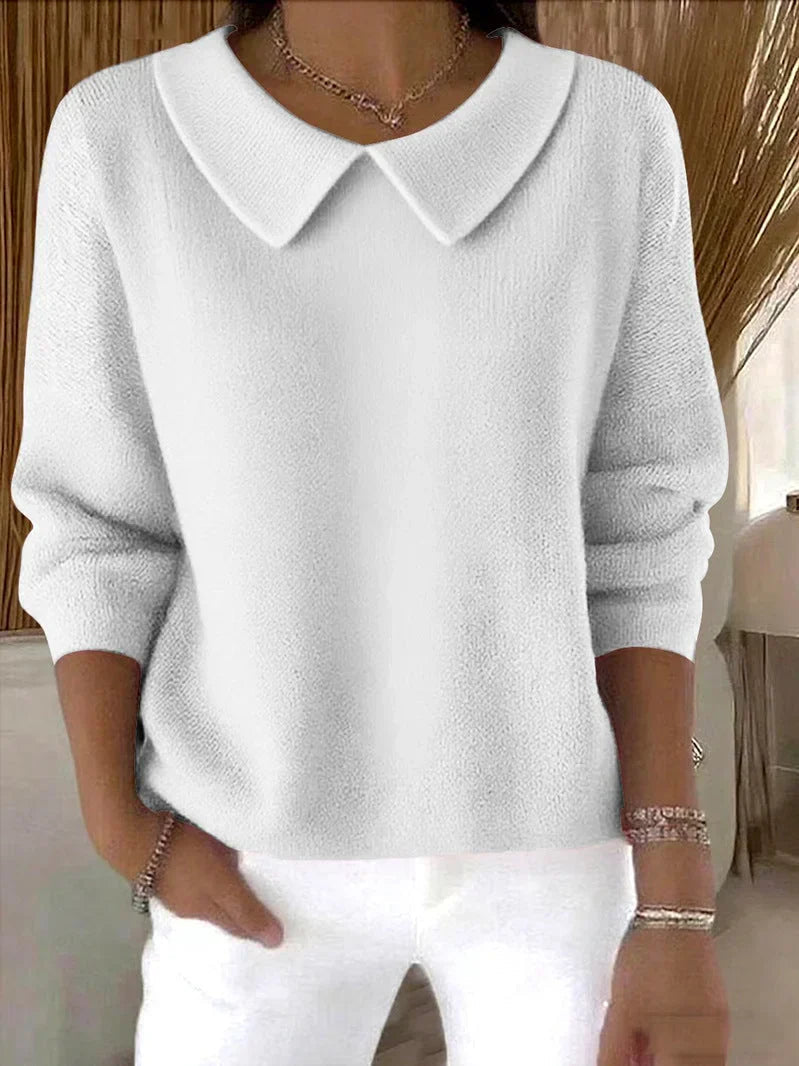 Claudia | Top de Punto con Cuello Peter Pan para Mujer Elegante 4