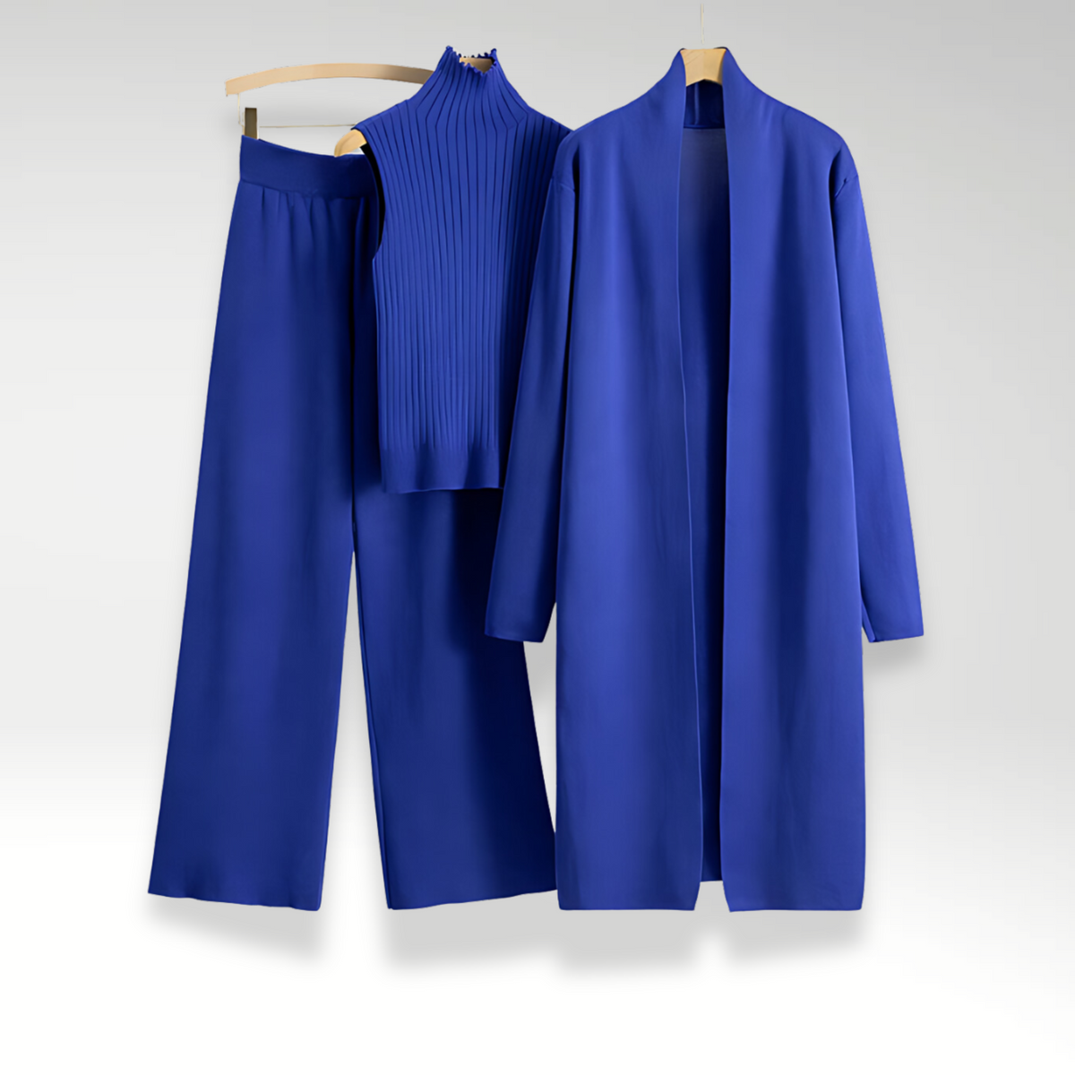 Conjunto Lounge | Conjunto de Tres Piezas con Top de Punto y Abrigo Abierto | Estilo Versátil para Comodidad Diaria 1
