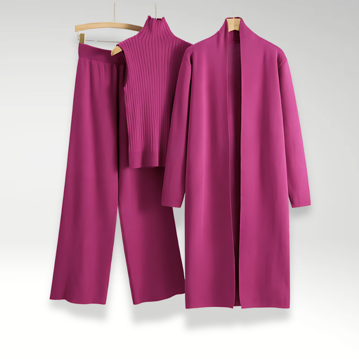 Conjunto Lounge | Conjunto de Tres Piezas con Top de Punto y Abrigo Abierto | Estilo Versátil para Comodidad Diaria 4