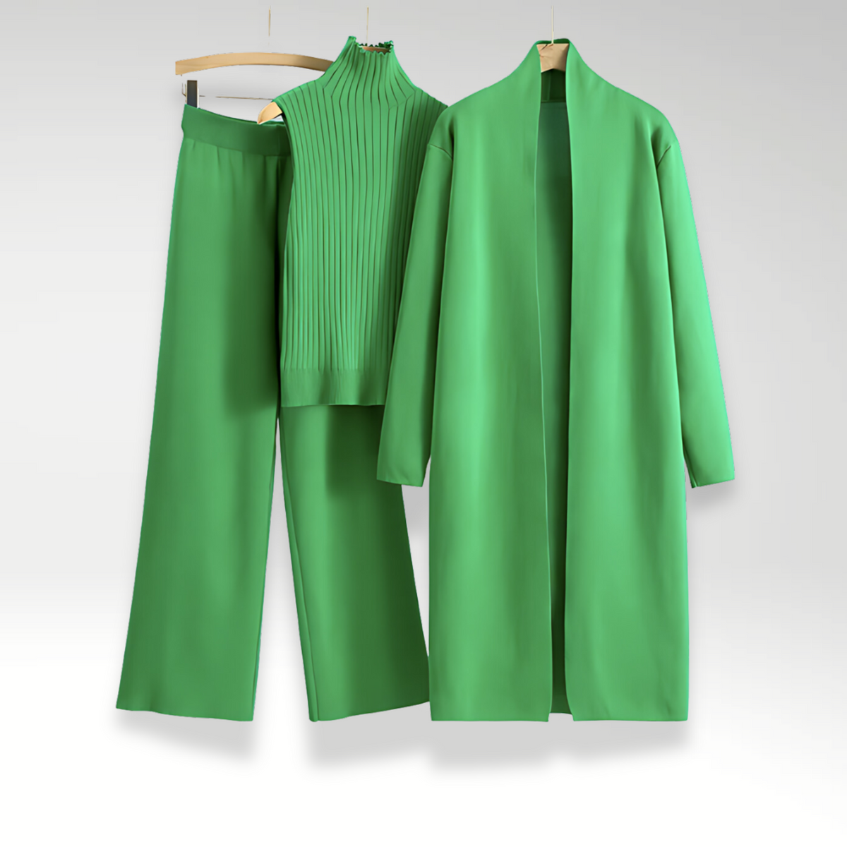 Conjunto Lounge | Conjunto de Tres Piezas con Top de Punto y Abrigo Abierto | Estilo Versátil para Comodidad Diaria 5
