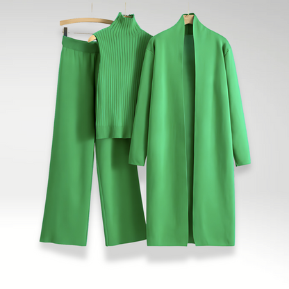 Conjunto Lounge | Conjunto de Tres Piezas con Top de Punto y Abrigo Abierto | Estilo Versátil para Comodidad Diaria 5
