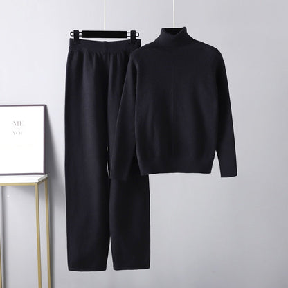 Conjunto Lounge de Punto con Cuello Alto y Pantalones Holgados para Comodidad Diaria 5