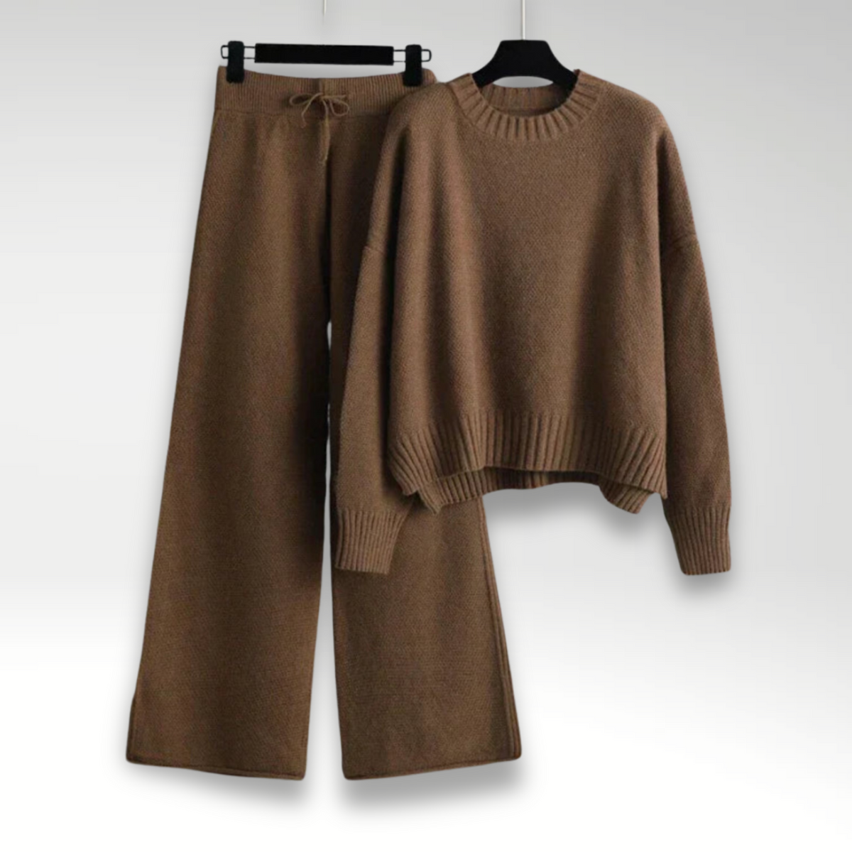 Conjunto Punto Mujer | Suéter de Manga Larga y Pantalones Anchos | Comodidad y Estilo para Días Fríos 0