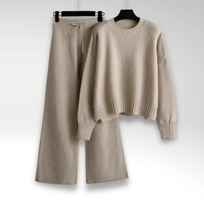 Conjunto Punto Mujer | Suéter de Manga Larga y Pantalones Anchos | Comodidad y Estilo para Días Fríos 1