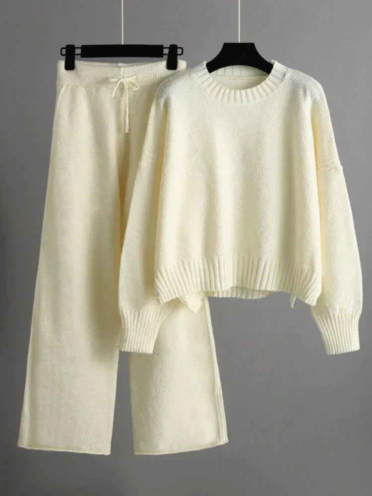 Conjunto Punto Mujer | Suéter de Manga Larga y Pantalones Anchos | Comodidad y Estilo para Días Fríos 2