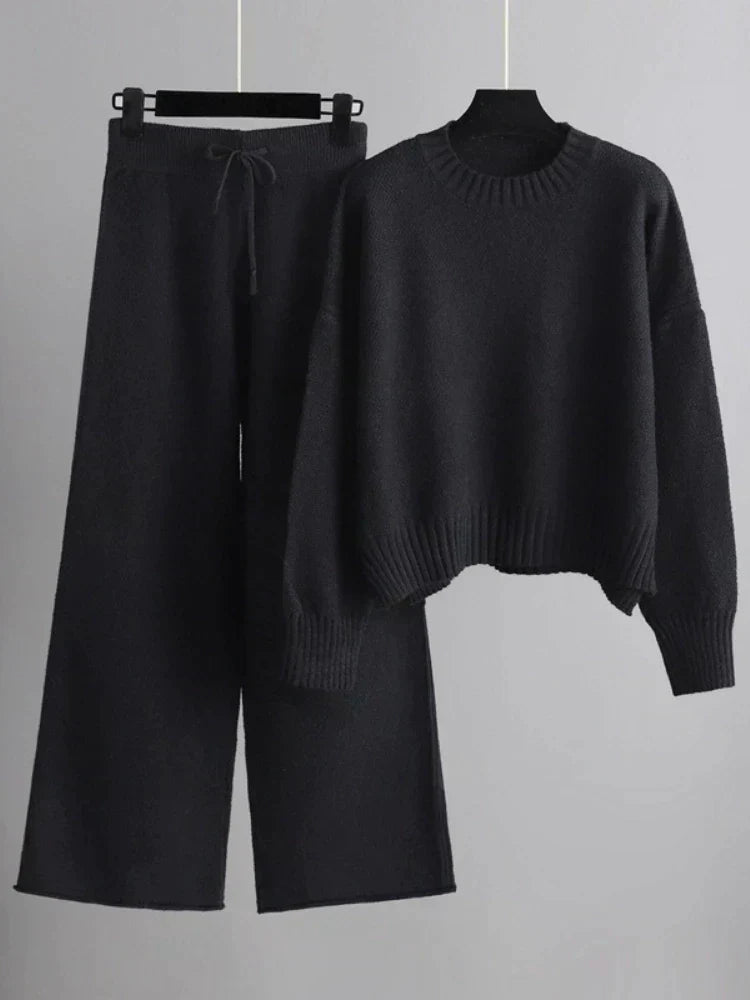 Conjunto Punto Mujer | Suéter de Manga Larga y Pantalones Anchos | Comodidad y Estilo para Días Fríos 3