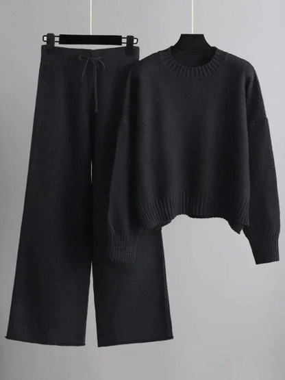 Conjunto Punto Mujer | Suéter de Manga Larga y Pantalones Anchos | Comodidad y Estilo para Días Fríos 3