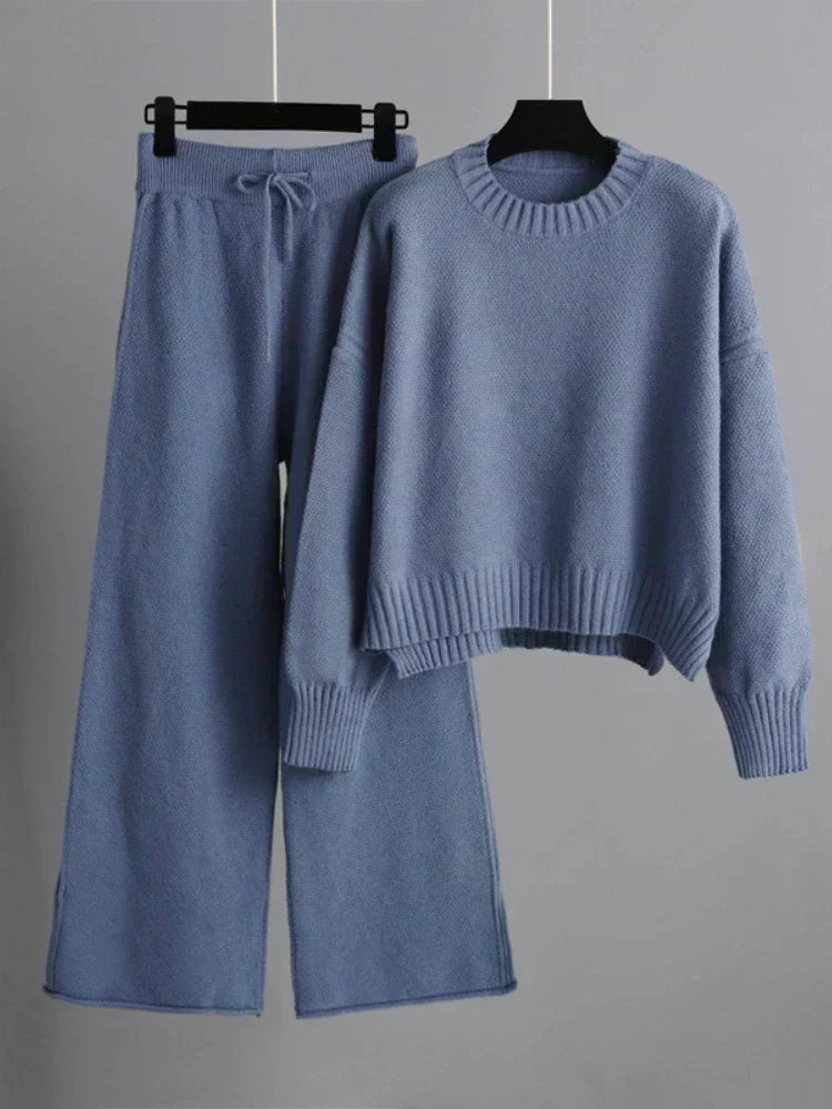 Conjunto Punto Mujer | Suéter de Manga Larga y Pantalones Anchos | Comodidad y Estilo para Días Fríos 4
