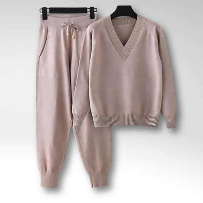 Conjunto de Punto | Conjunto de Estar por Casa con Cuello en V y Pantalones Holgados | Comodidad y Estilo para Relajarse 3