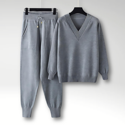 Conjunto de Punto | Conjunto de Estar por Casa con Cuello en V y Pantalones Holgados | Comodidad y Estilo para Relajarse 4