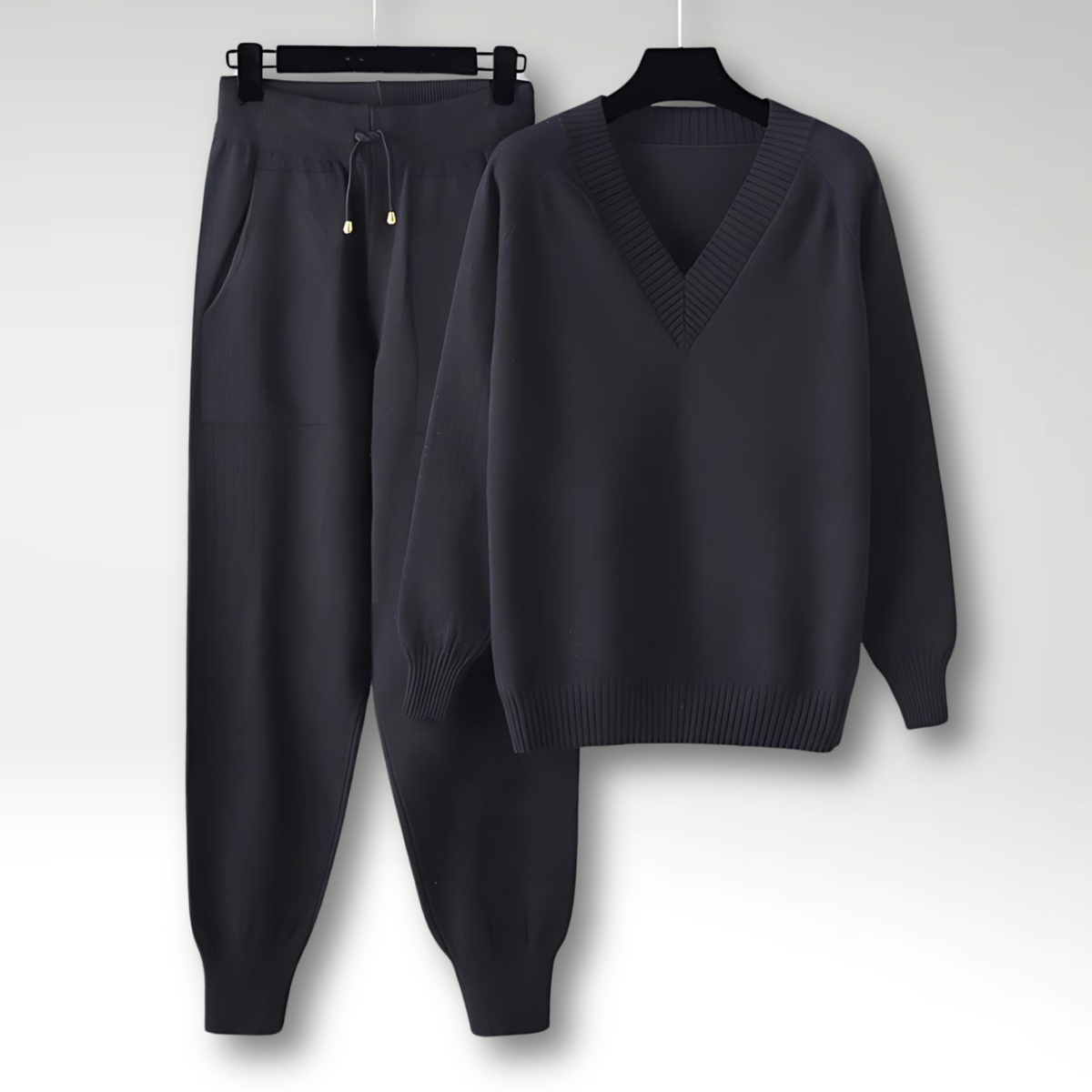 Conjunto de Punto | Conjunto de Estar por Casa con Cuello en V y Pantalones Holgados | Comodidad y Estilo para Relajarse 6