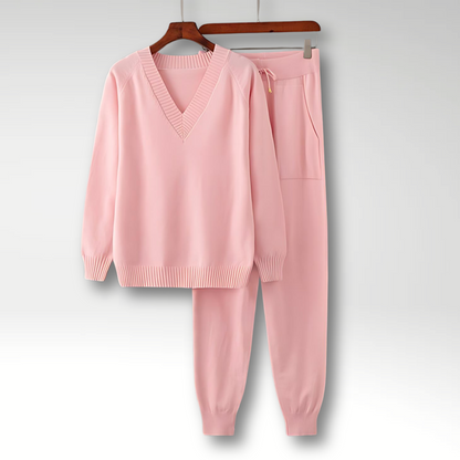 Conjunto de Punto | Conjunto de Estar por Casa con Cuello en V y Pantalones Holgados | Comodidad y Estilo para Relajarse 7