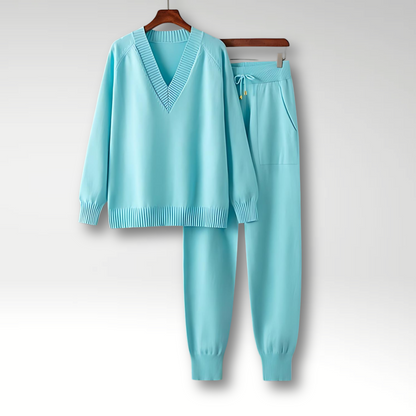 Conjunto de Punto | Conjunto de Estar por Casa con Cuello en V y Pantalones Holgados | Comodidad y Estilo para Relajarse 8