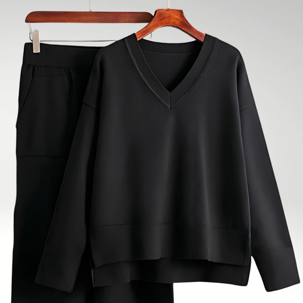 Conjunto de Salón Relajado | Top de Cuello en V y Pantalones Anchos | Comodidad y Estilo Diario 10