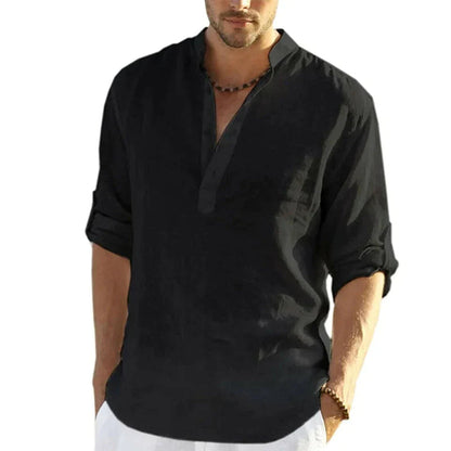 Diego | Camisa de Lino Casual para Hombre con Diseño Elegante y Cuello Henley 2
