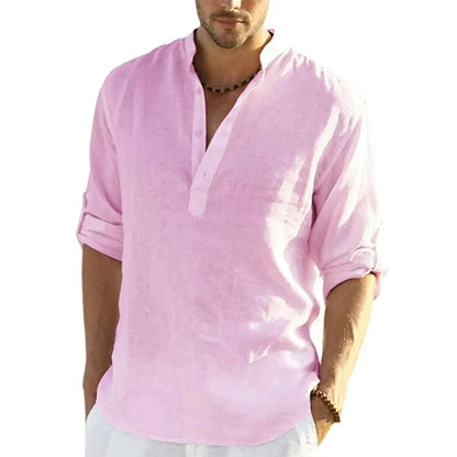 Diego | Camisa de Lino Casual para Hombre con Diseño Elegante y Cuello Henley 5