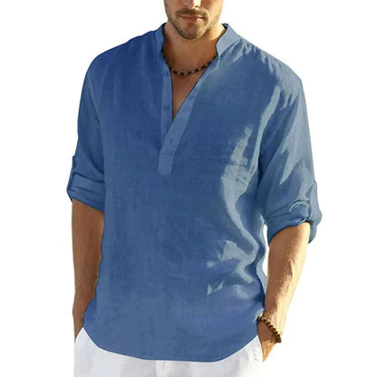 Diego | Camisa de Lino Casual para Hombre con Diseño Elegante y Cuello Henley 6