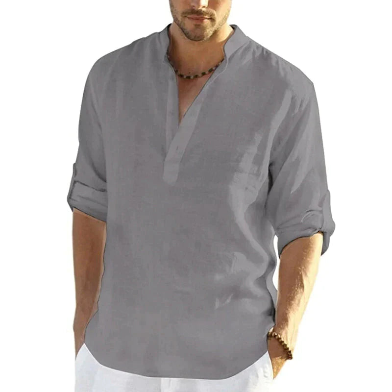 Diego | Camisa de Lino Casual para Hombre con Diseño Elegante y Cuello Henley 7