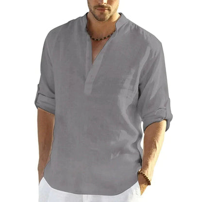 Diego | Camisa de Lino Casual para Hombre con Diseño Elegante y Cuello Henley 7