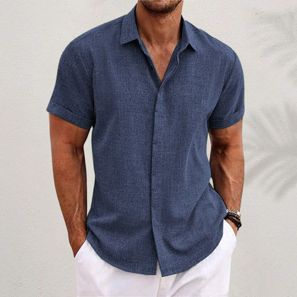 Diego | Camisa de Manga Corta de Algodón y Lino para Hombre 0