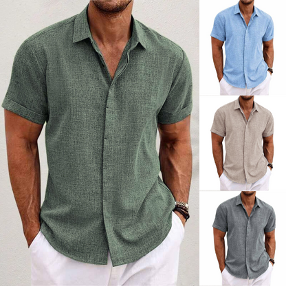 Diego | Camisa de Manga Corta de Algodón y Lino para Hombre 2