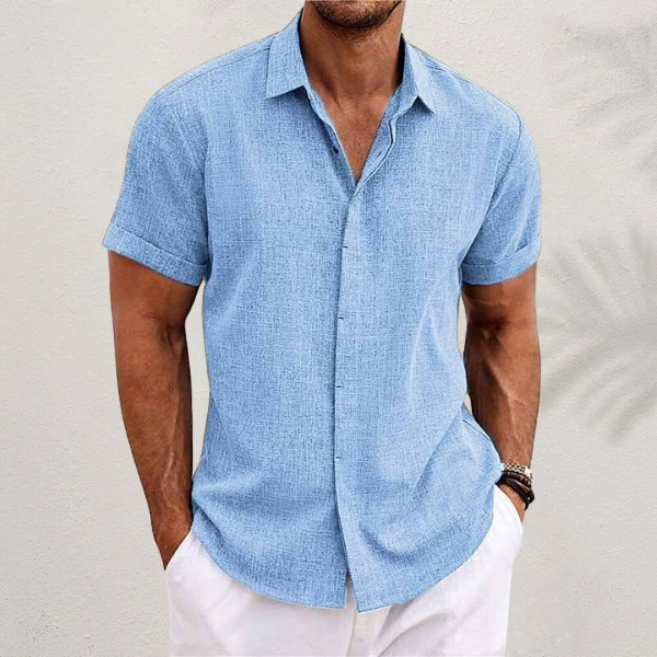 Diego | Camisa de Manga Corta de Algodón y Lino para Hombre 4