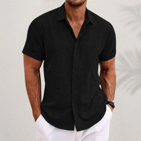 Diego | Camisa de Manga Corta de Algodón y Lino para Hombre 7