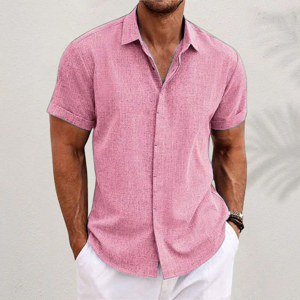 Diego | Camisa de Manga Corta de Algodón y Lino para Hombre 8