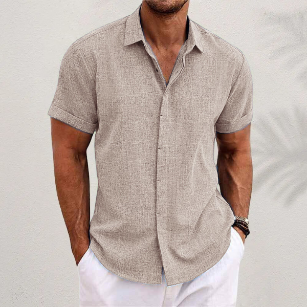 Diego | Camisa de Manga Corta de Algodón y Lino para Hombre 9