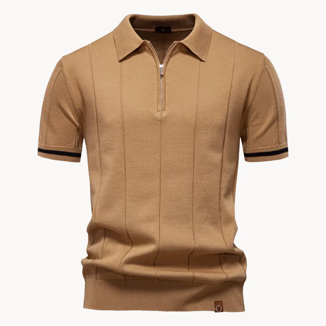 Diego | Polo Blanco Hombre de Manga Corta con Cremallera y Estilo Moderno 0