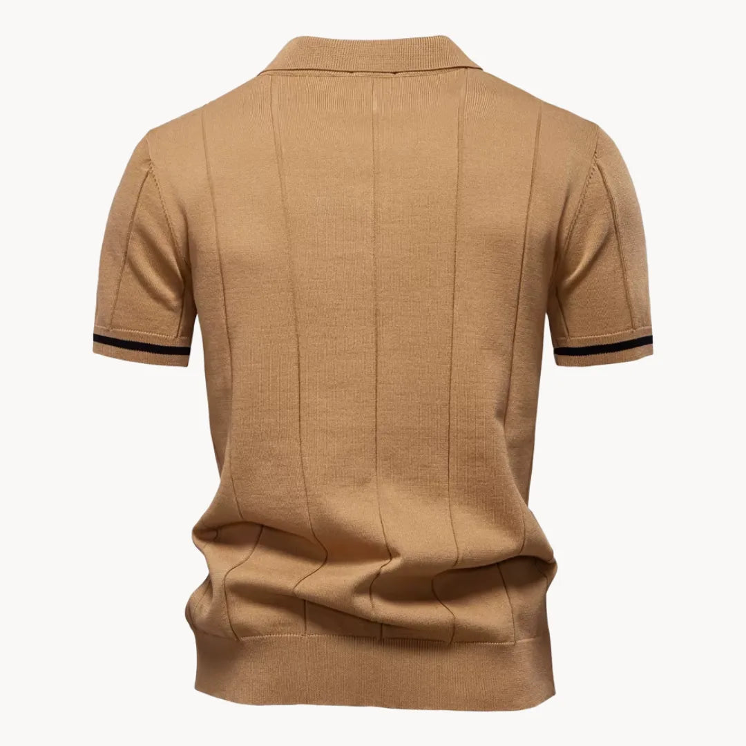 Diego | Polo Blanco Hombre de Manga Corta con Cremallera y Estilo Moderno 1