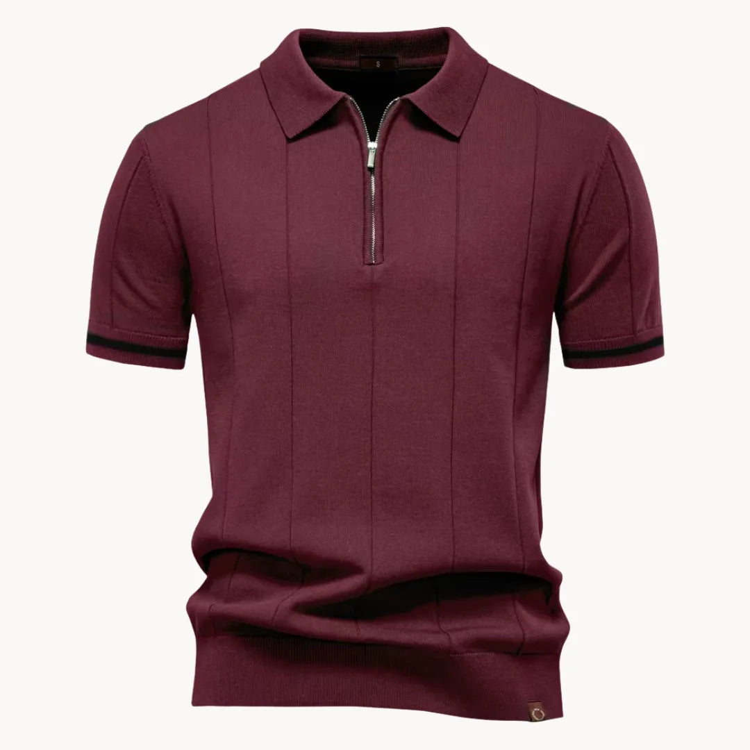 Diego | Polo Blanco Hombre de Manga Corta con Cremallera y Estilo Moderno 10