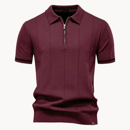 Diego | Polo Blanco Hombre de Manga Corta con Cremallera y Estilo Moderno 10