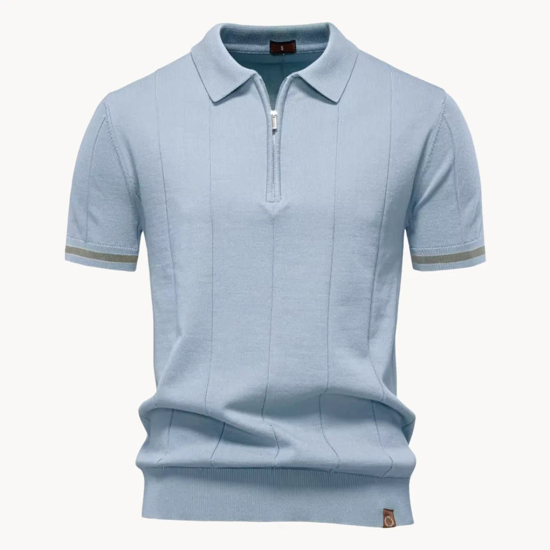 Diego | Polo Blanco Hombre de Manga Corta con Cremallera y Estilo Moderno 11