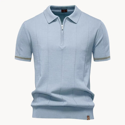 Diego | Polo Blanco Hombre de Manga Corta con Cremallera y Estilo Moderno 11