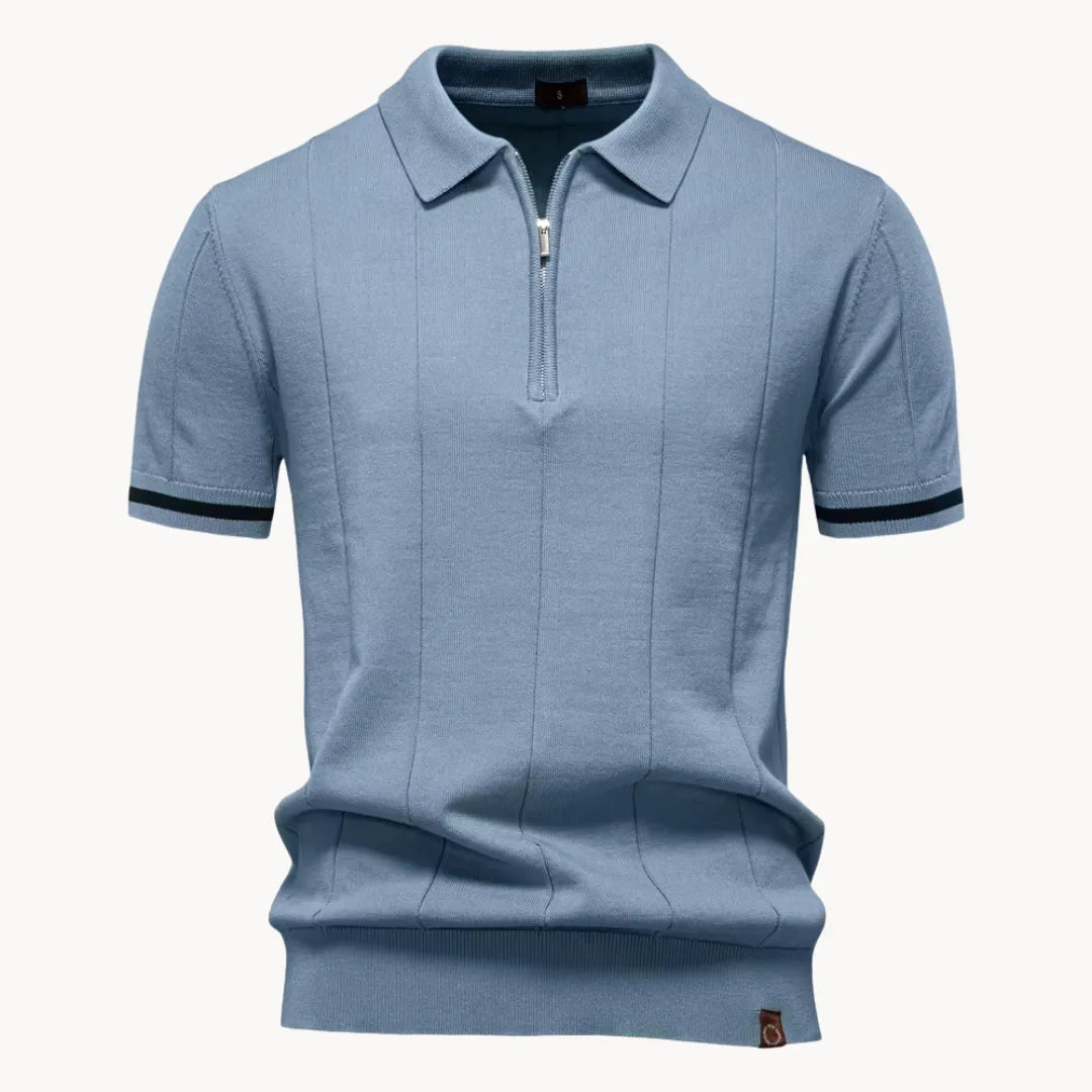 Diego | Polo Blanco Hombre de Manga Corta con Cremallera y Estilo Moderno 12