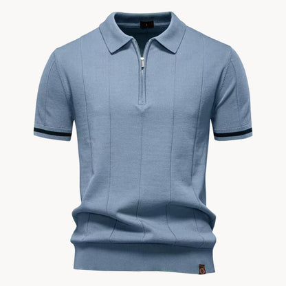Diego | Polo Blanco Hombre de Manga Corta con Cremallera y Estilo Moderno 12