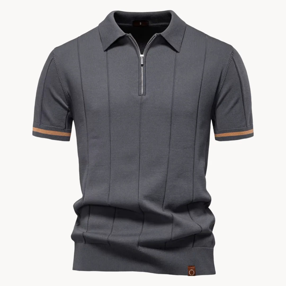Diego | Polo Blanco Hombre de Manga Corta con Cremallera y Estilo Moderno 13
