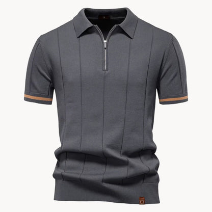 Diego | Polo Blanco Hombre de Manga Corta con Cremallera y Estilo Moderno 13